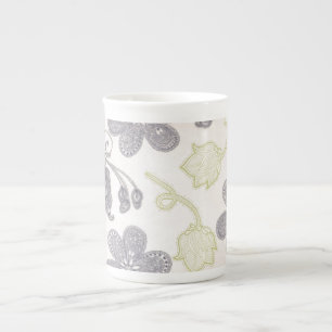Blue Flower Pattern Bone China Mug