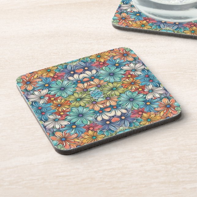 Blue flower pattern coaster (Left Side)