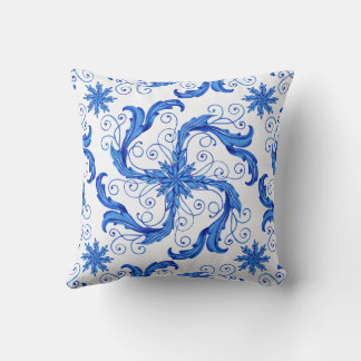 Blue flower pattern cushion