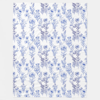 blue flower pattern fleece blanket
