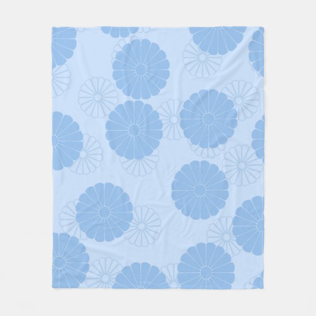 Blue Flower Pattern Fleece Blanket (Front)