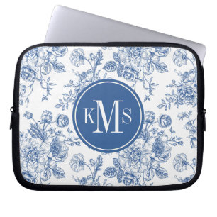 Blue Flower Pattern Laptop Sleeve
