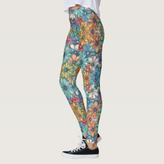 Blue flower pattern leggings