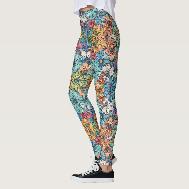 Blue flower pattern leggings (Left)