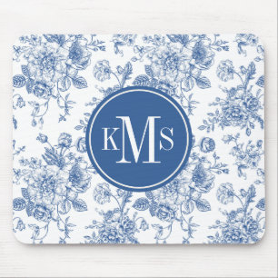 Blue Flower Pattern Mouse Mat