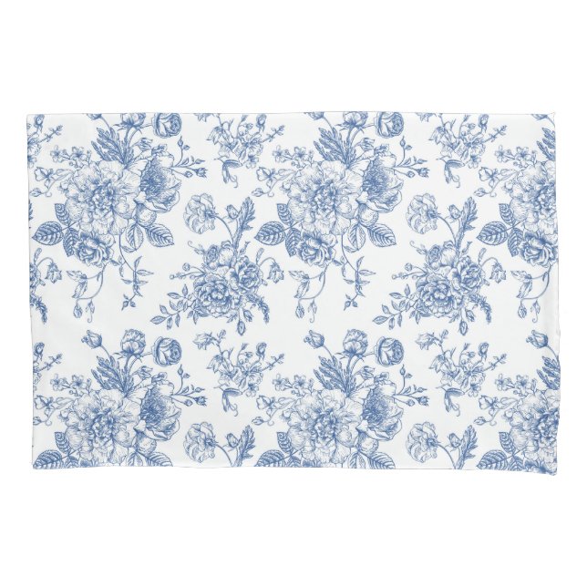 Blue Flower Pattern Pillowcase (Front)