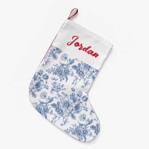 Blue Flower Pattern Small Christmas Stocking
