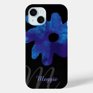 blue flower personalised iPhone 15 case