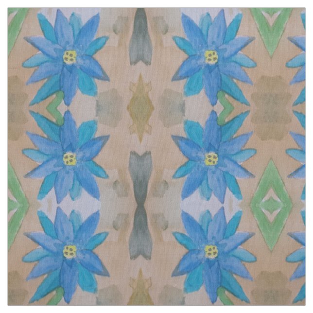 Blue Flower Pima Cotton Fabric (Swatch)