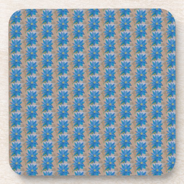 Blue Flower Plastic Coaster (Front)