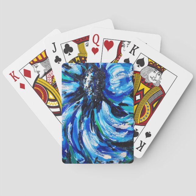 Blue flower playing cards (Back)