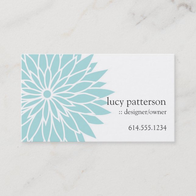 Blue Flower Power Chic Stylish Business Cards (Front)