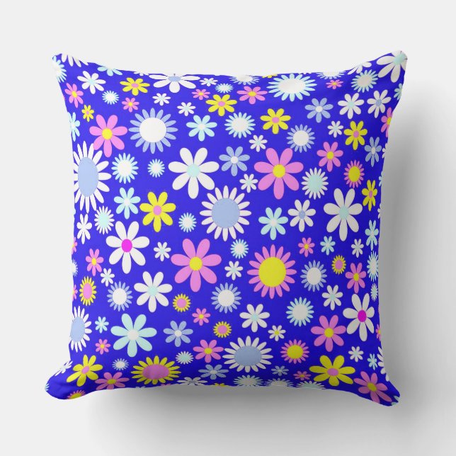 Blue Flower Power Cushion (Front)