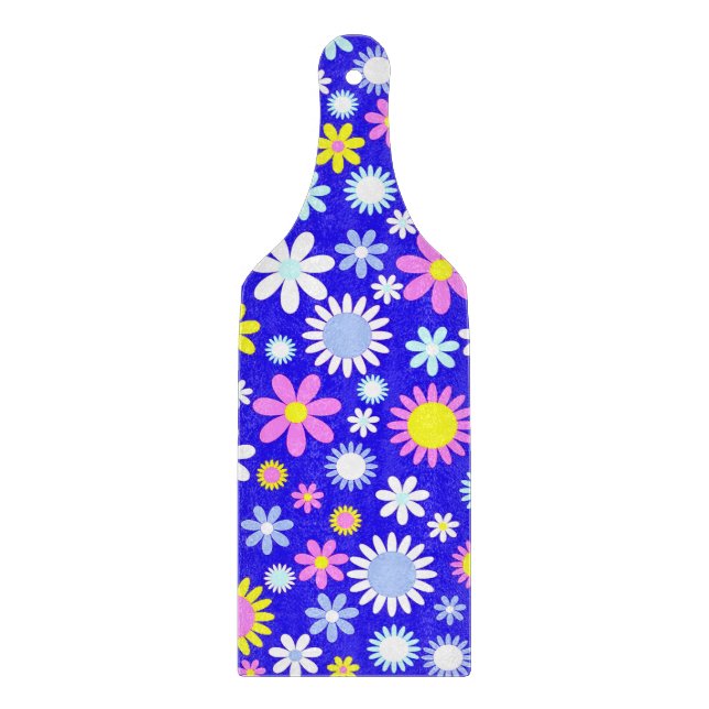 Blue Flower Power Cutting Board (Front)