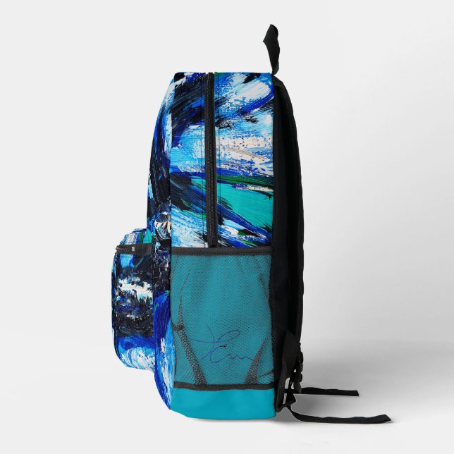 Blue flower printed backpack (Right)