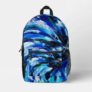 Blue flower printed backpack
