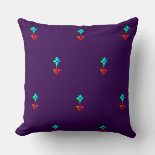 Blue Flower Purple Accent Sofa                  Cushion