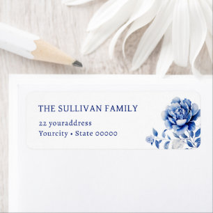 Blue flower return address label