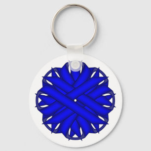Blue Flower Ribbon by Kenneth Yoncich Key Ring