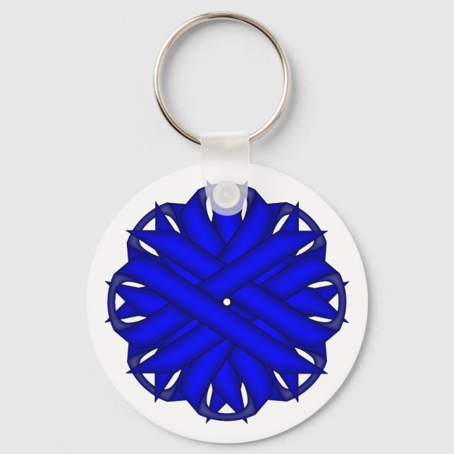 Blue Flower Ribbon by Kenneth Yoncich Key Ring (Front)