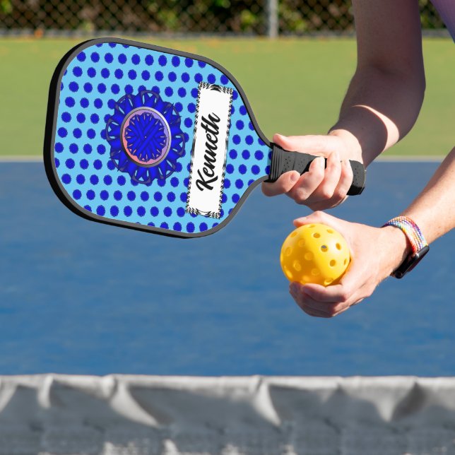 Blue Flower Ribbon by Kenneth Yoncich Pickleball Paddle (Insitu)