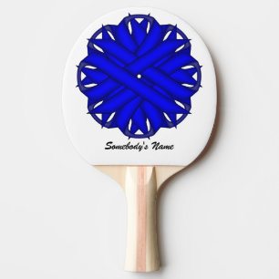 Blue Flower Ribbon by Kenneth Yoncich Ping Pong Paddle
