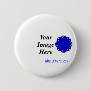 Blue Flower Ribbon Template by Kenneth Yoncich 6 Cm Round Badge