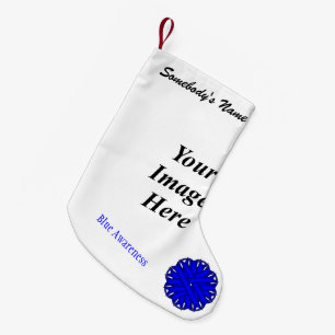 Blue Flower Ribbon Template by Kenneth Yoncich Small Christmas Stocking