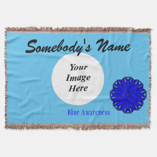 Blue Flower Ribbon Template by Kenneth Yoncich Throw Blanket