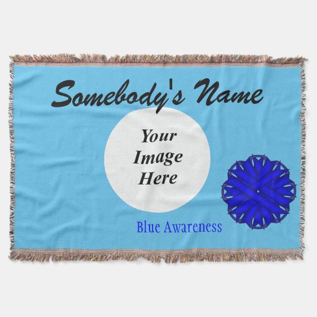 Blue Flower Ribbon Template by Kenneth Yoncich Throw Blanket (Front)