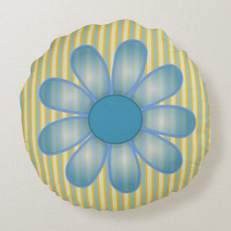 Blue Flower Screwball Graphics Round Cushion