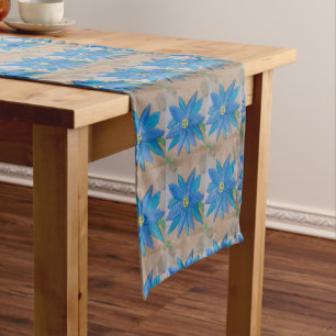 Blue Flower Short Table Runner