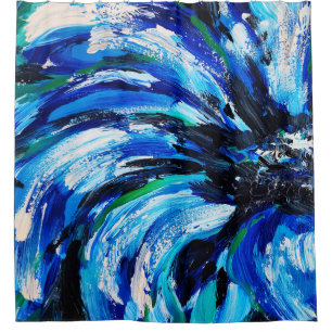 Blue flower shower curtain