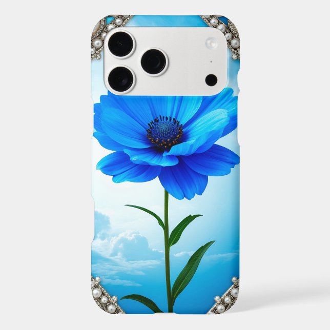 Blue Flower Silver Stained Glass Botanical Details (Back)