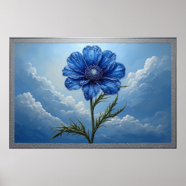 🌼 Blue Flower Sky Wall Art For Calm Home Decor 🌼 (Front)