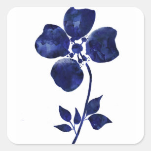 Blue Flower Square Sticker
