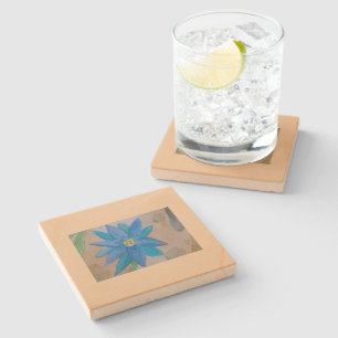Blue Flower Stone Coaster