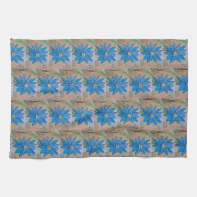 Blue Flower Tea Towel (Horizontal)