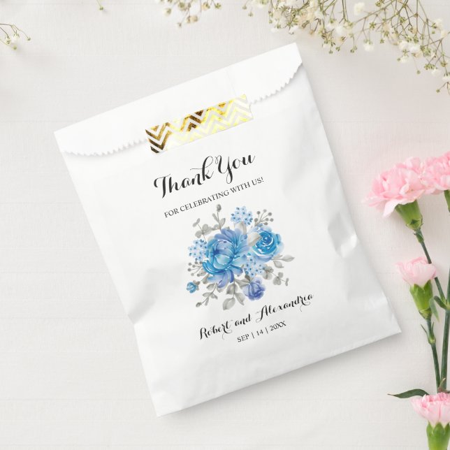 Blue Flower Thank You for Coming Wedding Favour Bags (Sealed)