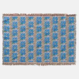 Blue Flower Throw Blanket