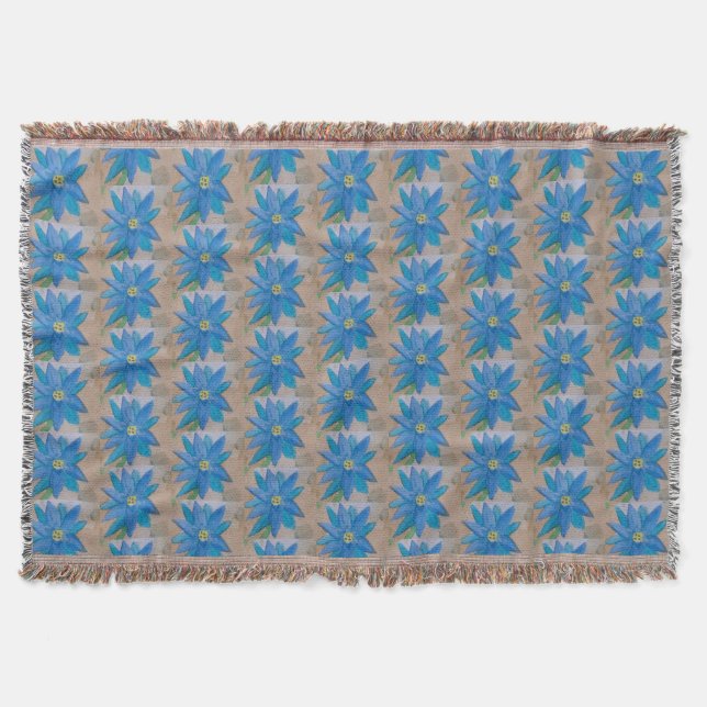 Blue Flower Throw Blanket (Front)