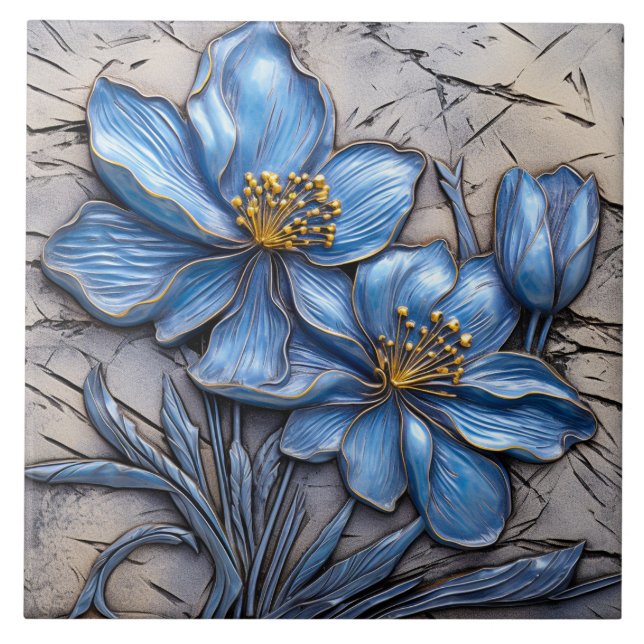 Blue Flower Tile (Front)