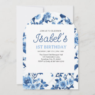 Blue Flower Vintage Elegant Chinoiserie Invitation