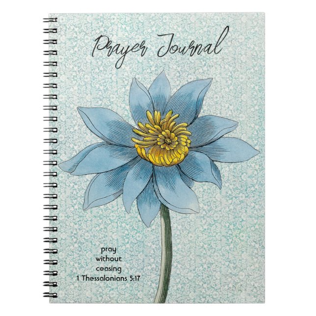 Blue Flower Vintage Style Prayer Journal (Front)