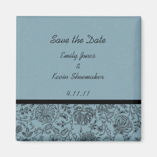 Blue Flower Wallpaper Wedding Favour Magnets