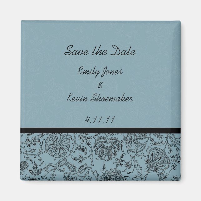 Blue Flower Wallpaper Wedding Favour Magnets (Front)