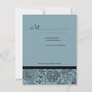 Blue Flower Wallpaper Wedding RSVP Cards