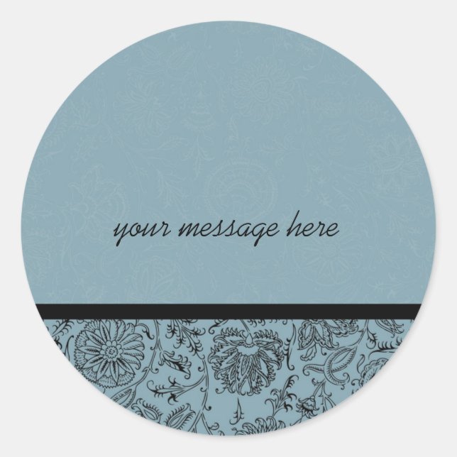 Blue Flower Wallpaper Wedding Stickers (Front)