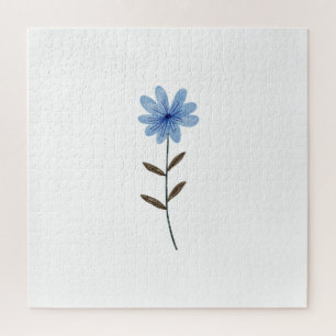 Blue Flower Watercolor Elegant Floral Art Illust Jigsaw Puzzle