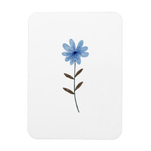 Blue Flower Watercolor Elegant Floral Art Illust Magnet